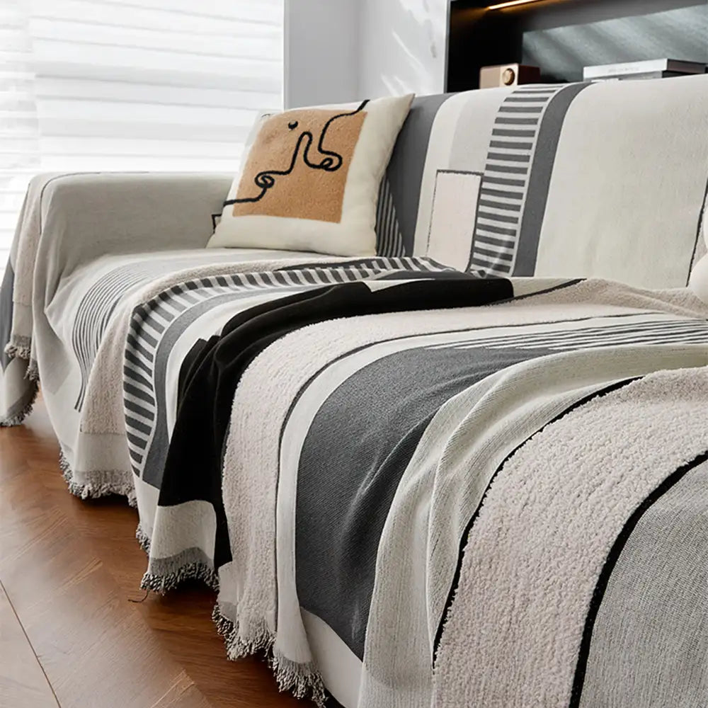 Stripe Art Scratch Resistant Chenille Multifunctional Sofa Protector Couch Cover