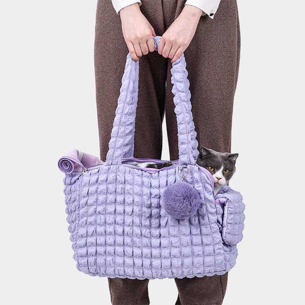 Bolso de hombro de portador de mascotas transpirable de moda acogedor