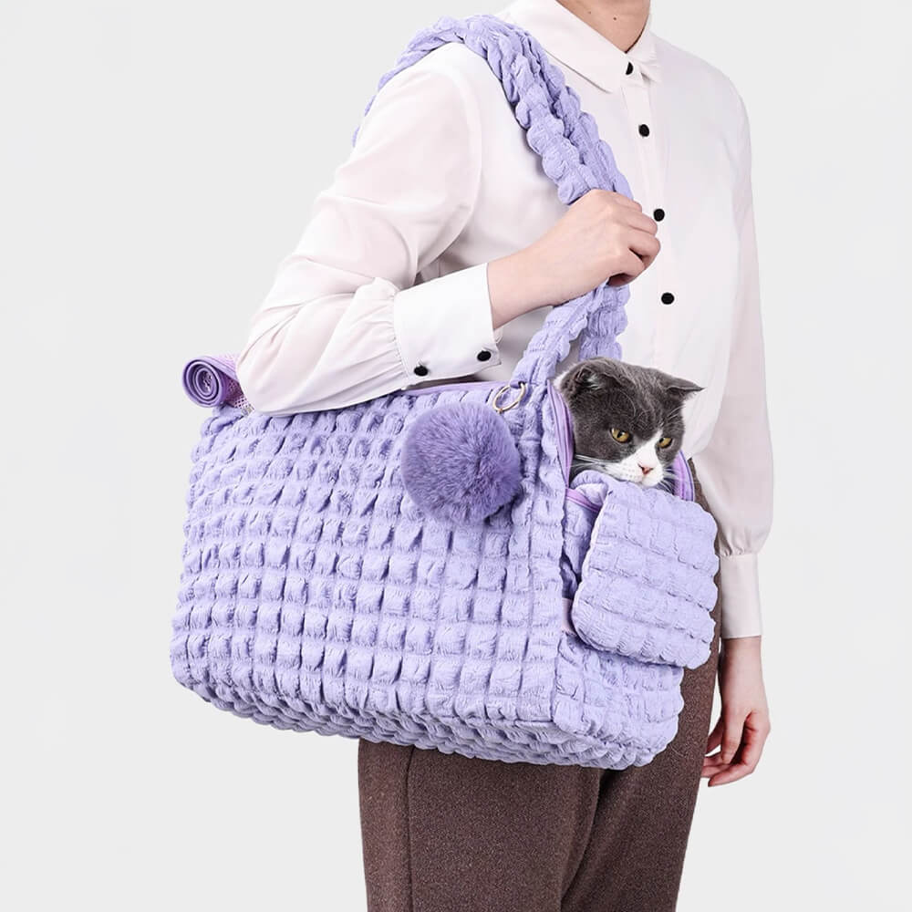 Bolso de hombro de portador de mascotas transpirable de moda acogedor