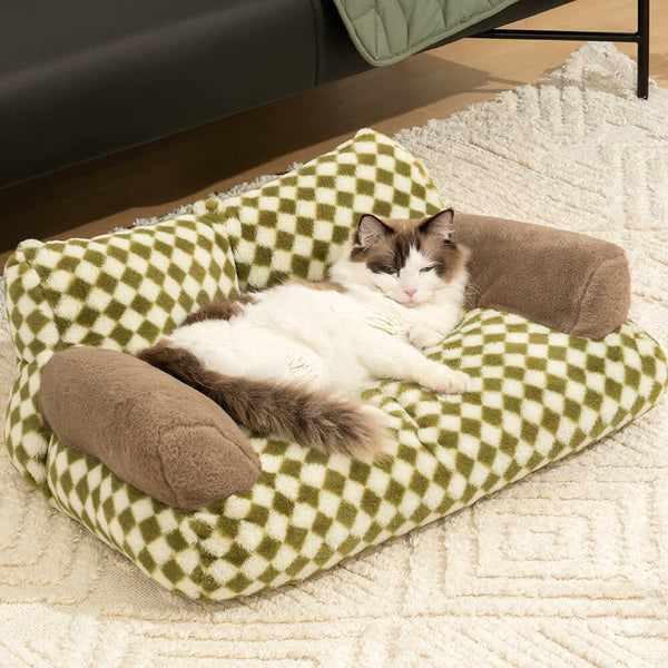 Cama de sofá de gato de diamantes de ocio vintage