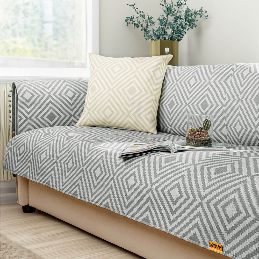 Cubierta de sofá geométrica de enfriamiento de seda de hielo Protección antimicrobiana