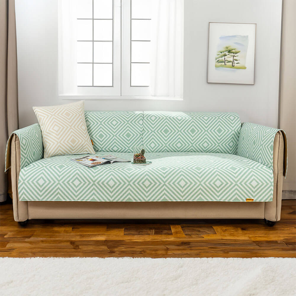 Cubierta de sofá geométrica de enfriamiento de seda de hielo Protección antimicrobiana