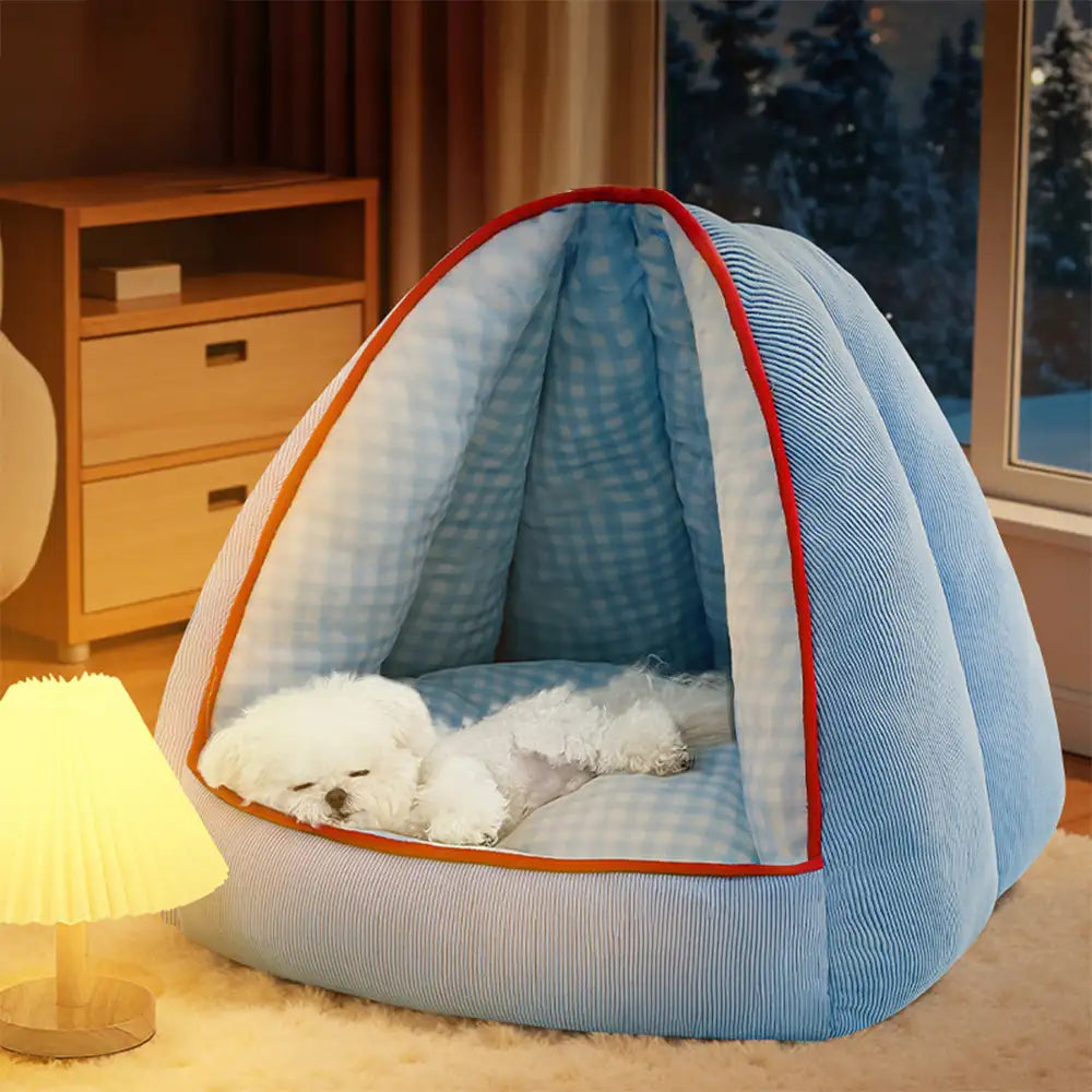 Multifunctional Semi-Enclosed Cave Dog Bed Warming Pet Bed