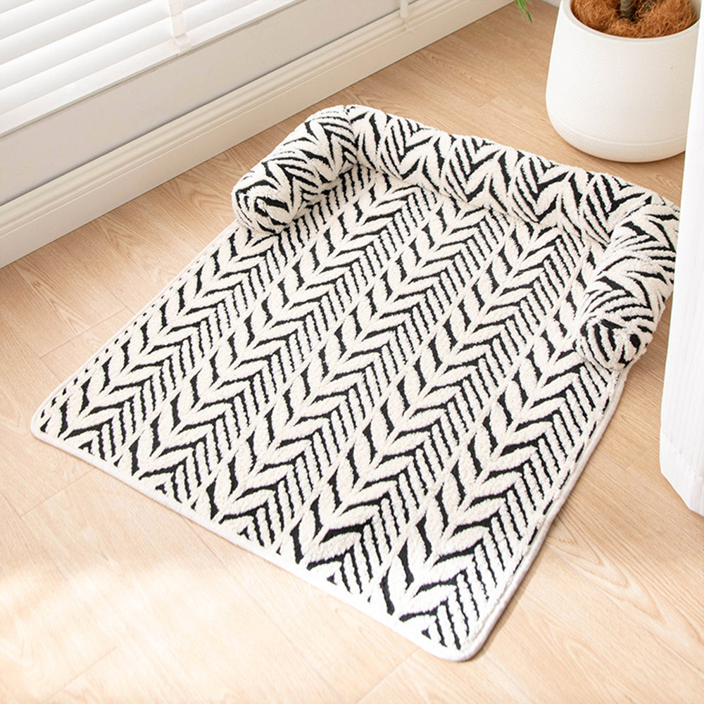 Plush Leaf Jacquard Non-Slip Pet Mat Pet Bed