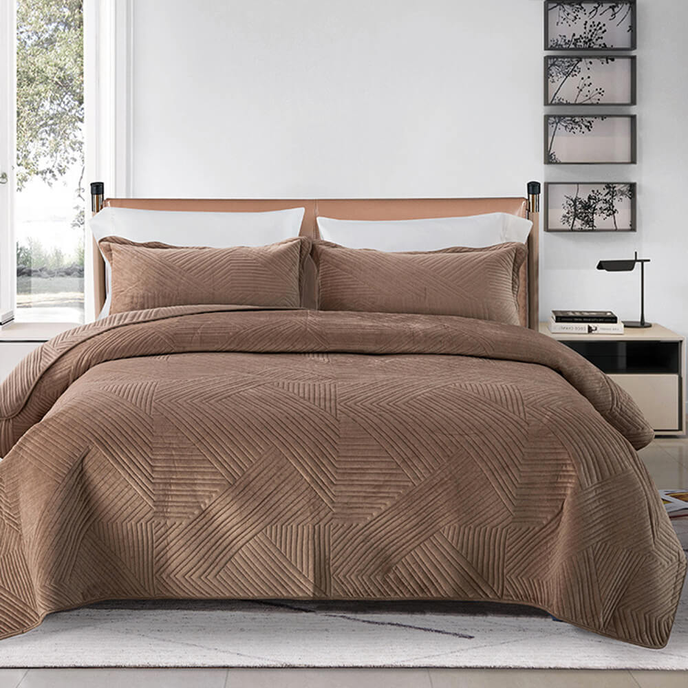 Cama de terciopelo de cristal acolchado geométrico casual caliente