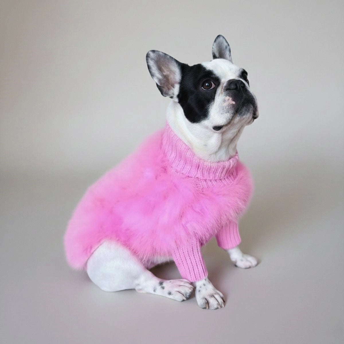 Soft Fluffy Fashion Luxurious Dog Turtleneck Knit Sweater