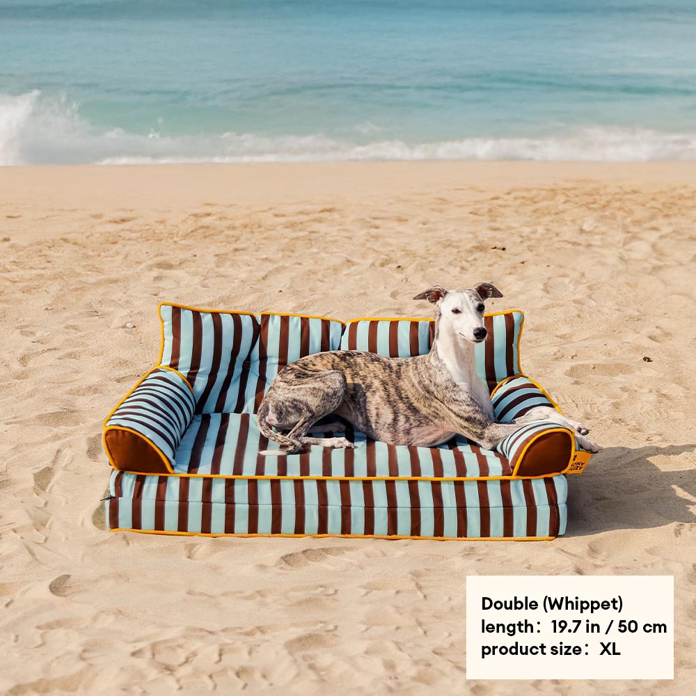 Cama de sofá de perros plegable de perros plegable impermeable de rayas - siesta soleada