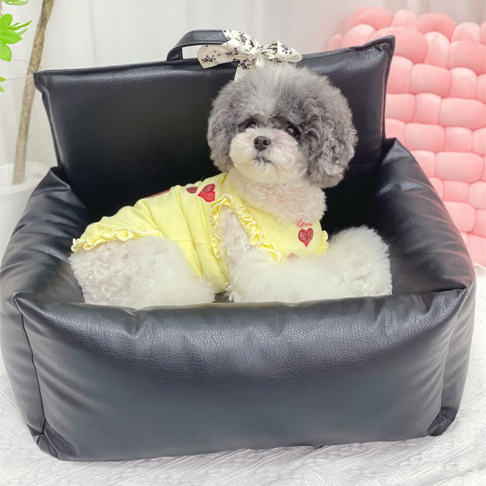 Cama de perros de cachorros antideslizadores de cuero floral de forma floral vintage