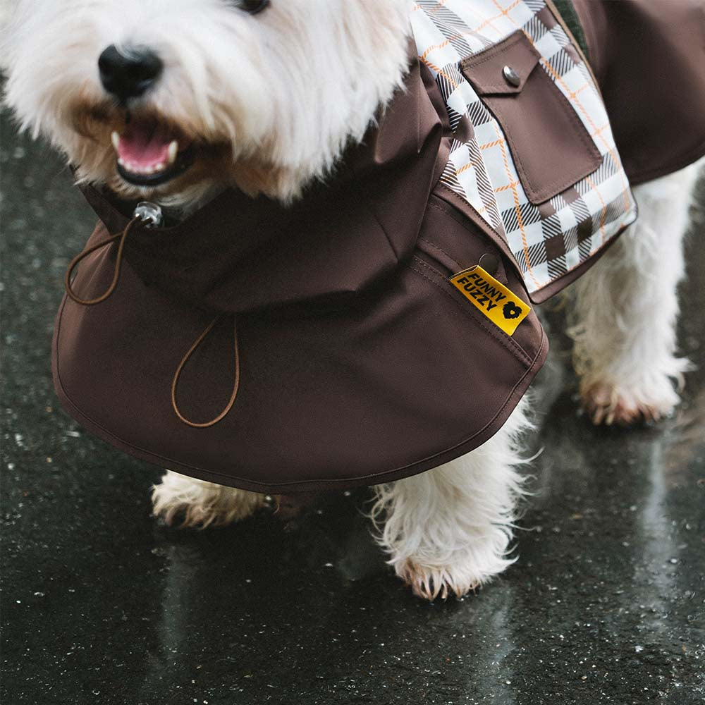 Impermeable a cuadros vintage a cuadros Rair para perros ajustables - Protección para todo clima