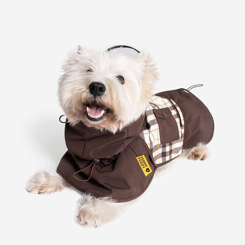 Impermeable a cuadros vintage a cuadros Rair para perros ajustables - Protección para todo clima