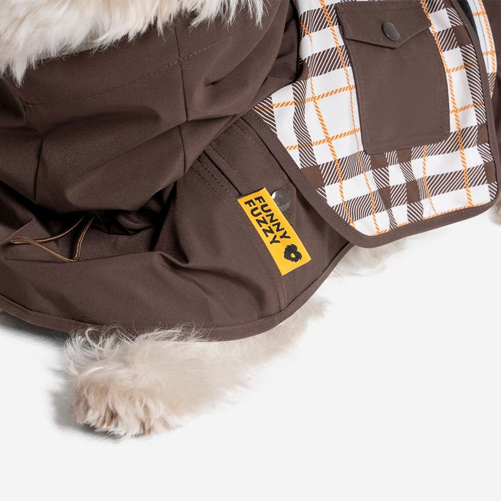 Impermeable a cuadros vintage a cuadros Rair para perros ajustables - Protección para todo clima