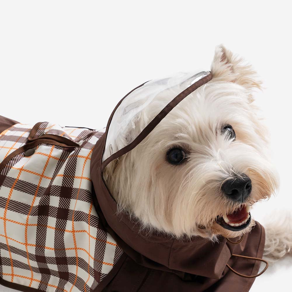 Impermeable a cuadros vintage a cuadros Rair para perros ajustables - Protección para todo clima