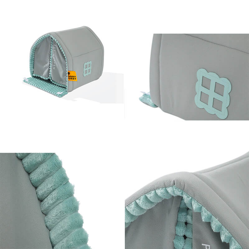 Casa de mascota de doble cortina cama para perros cerrada