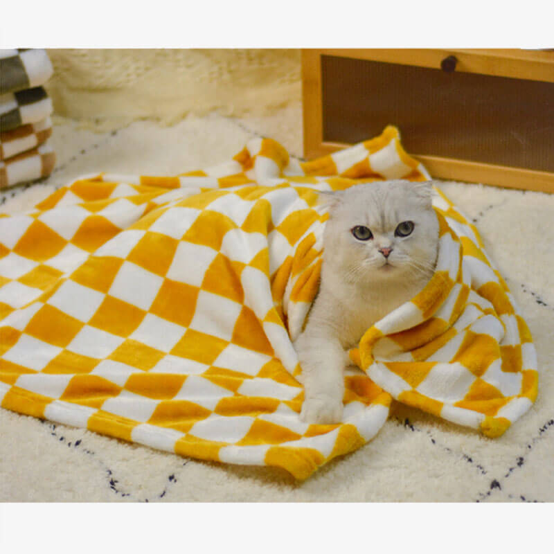 Manta de franela a cuadros con elegante manta de perro y gato