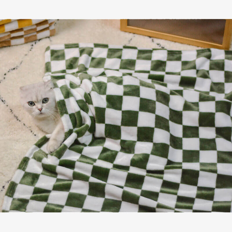 Manta de franela a cuadros con elegante manta de perro y gato