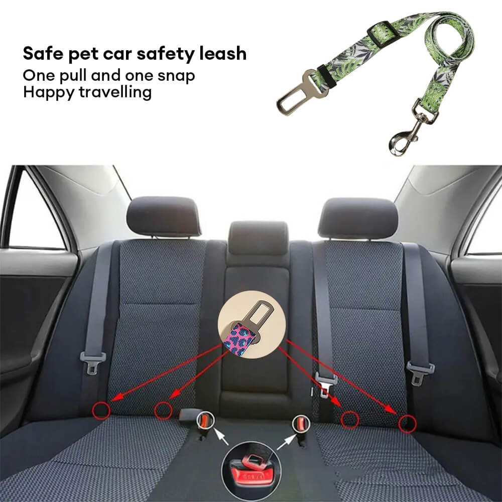 Adjustable Printed Nylon Dog Leash Pet Car Seat Belt