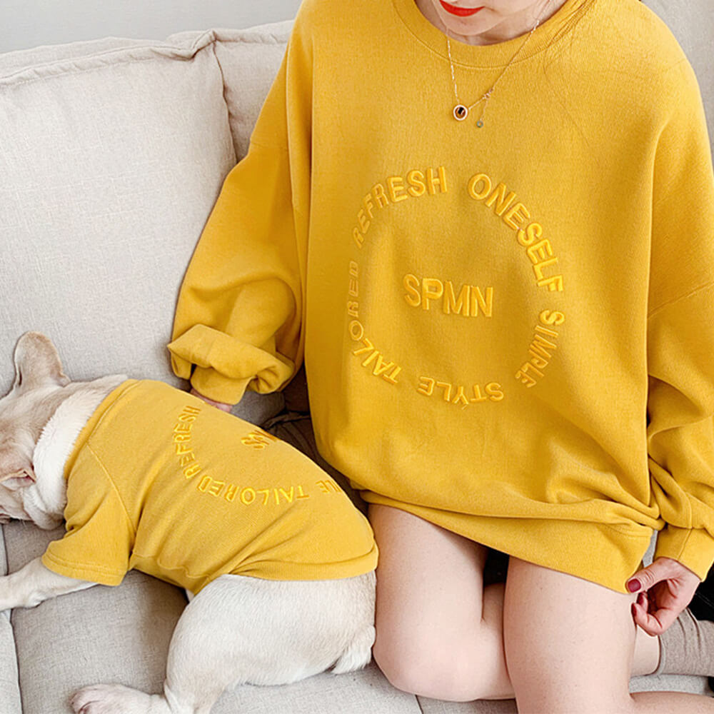 Stylish Embroidered Long Sleeve Pullover Sweatshirt for Pet and Owner Matching Clothes