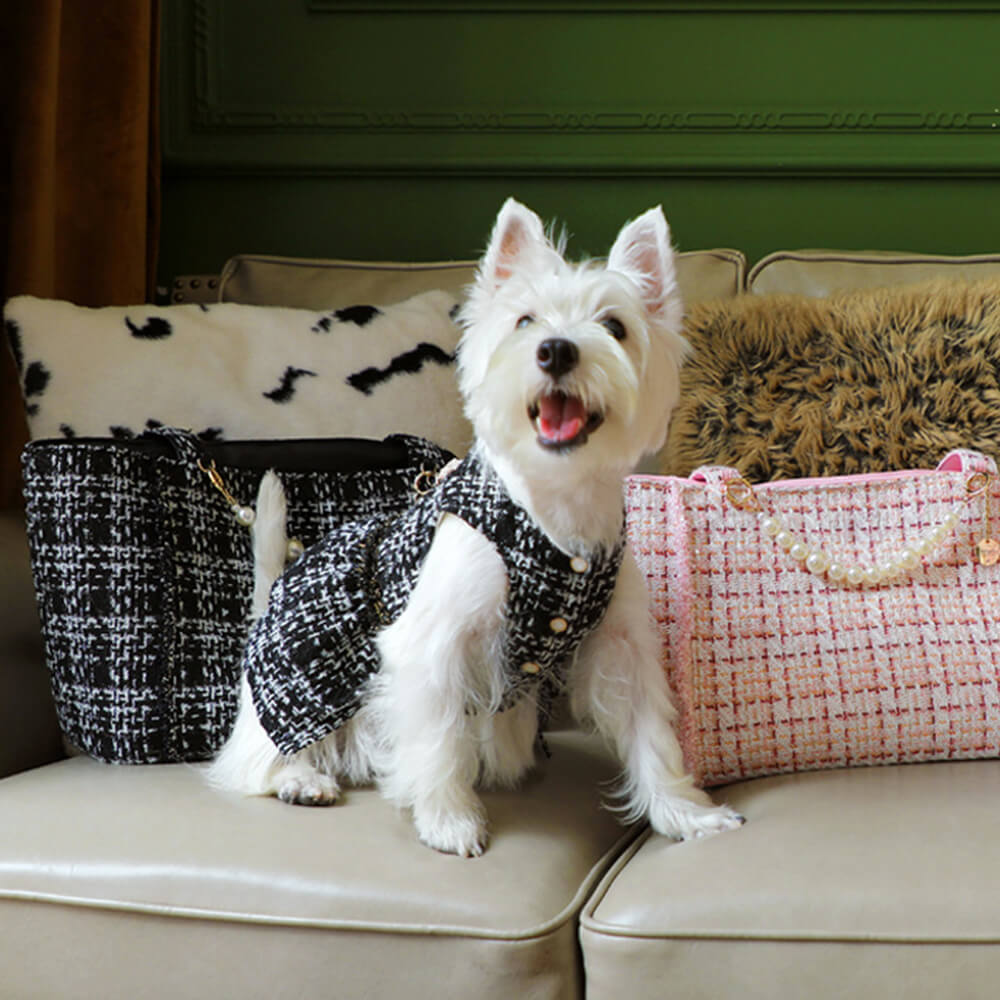 Soft Tweed Luxury Checkered Lightweight Dog & Cat Carrier Bag