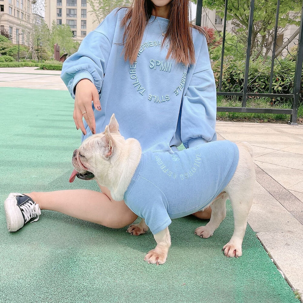 Stylish Embroidered Long Sleeve Pullover Sweatshirt for Pet and Owner Matching Clothes