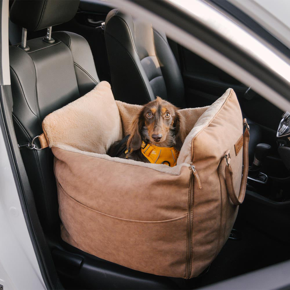 Large Fluffy Warmth Safe Non-Slip Dog Carrier Booster Car Seat- Ride and Rover