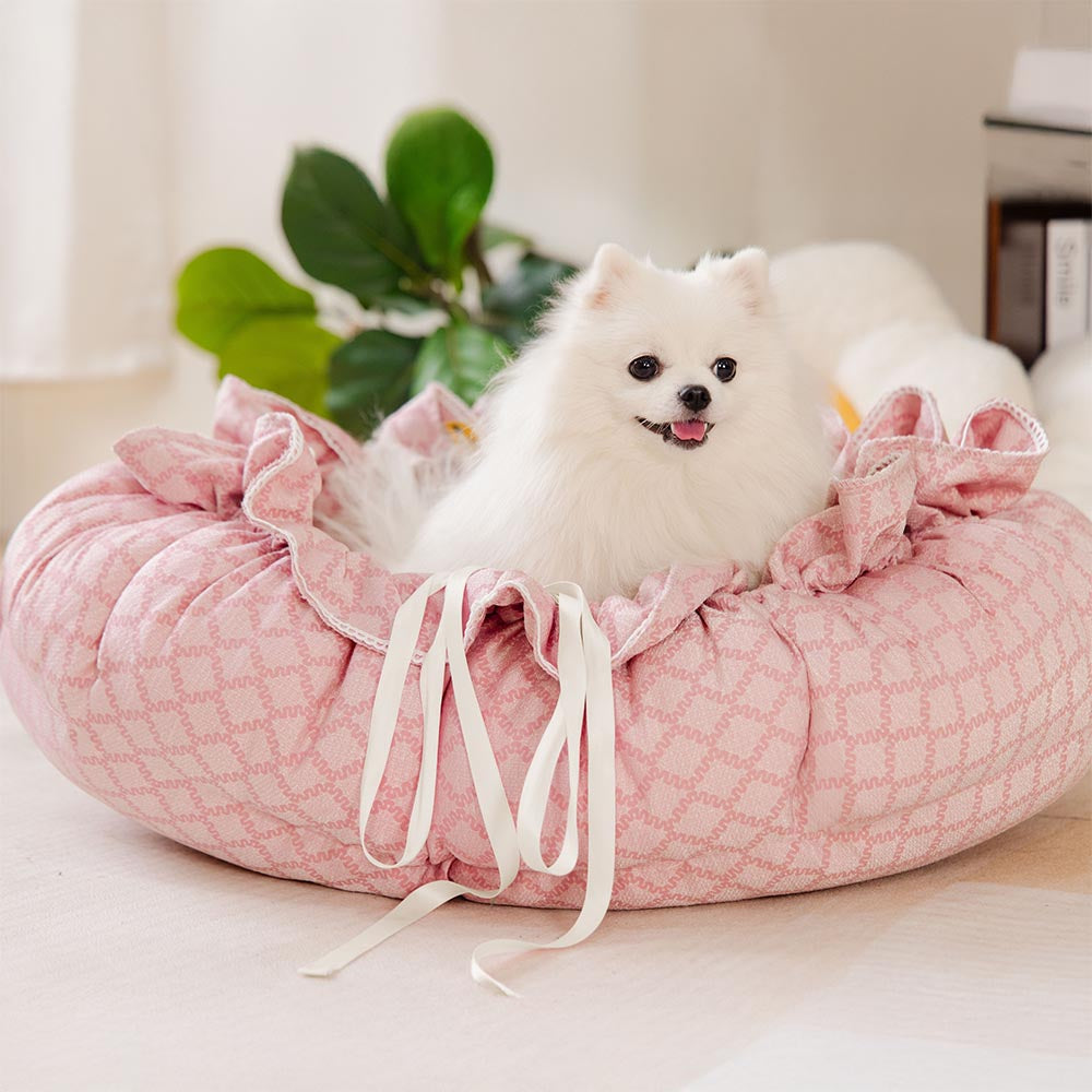 Drawstring Washable Multifunctional Round Pet Bed Mat - Floral Night Napper