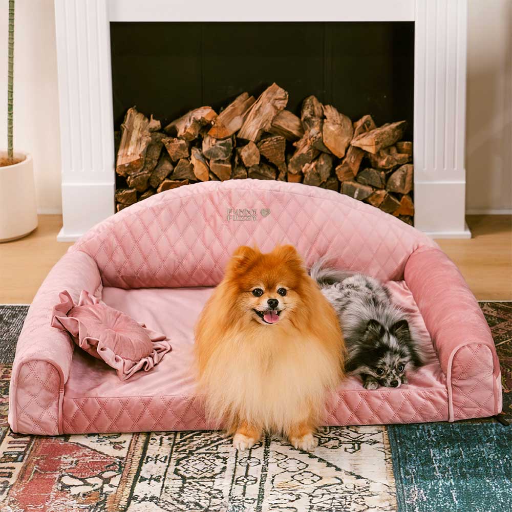 Pinky Cozy Bolster Dog Sofa Bed -  Princess Lord