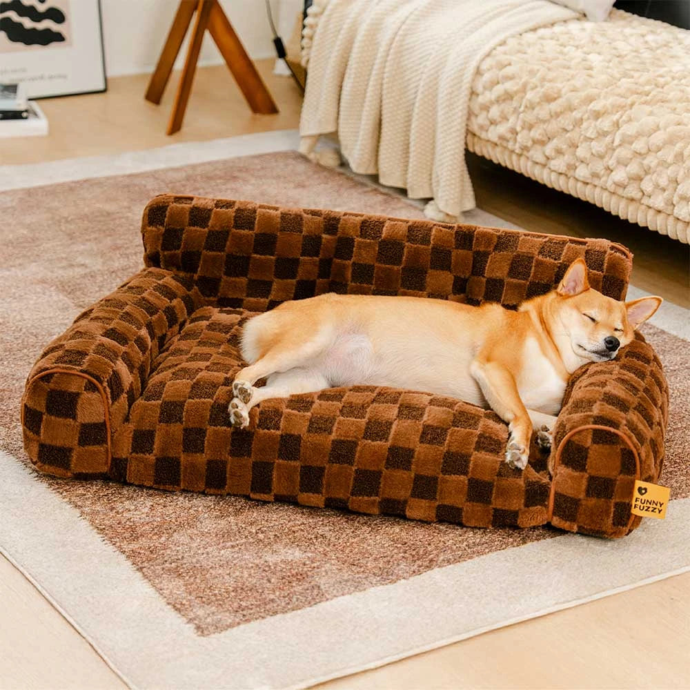 Cama de refugios de perro ortopédico y esponjes removibles a cuadros - Cozynest