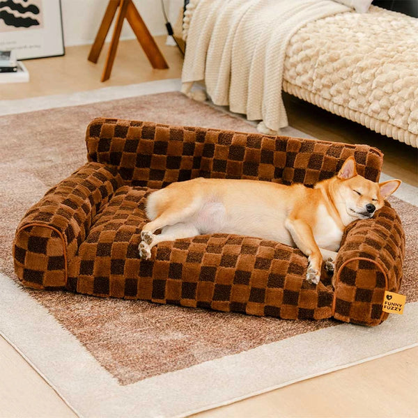 Cama de refugios de perro ortopédico y esponjes removibles a cuadros - Cozynest