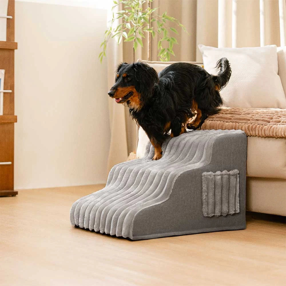 2 in 1 Fluffy Plush Sponge Detachable Pet Stair＆Bed - CreamyRamp