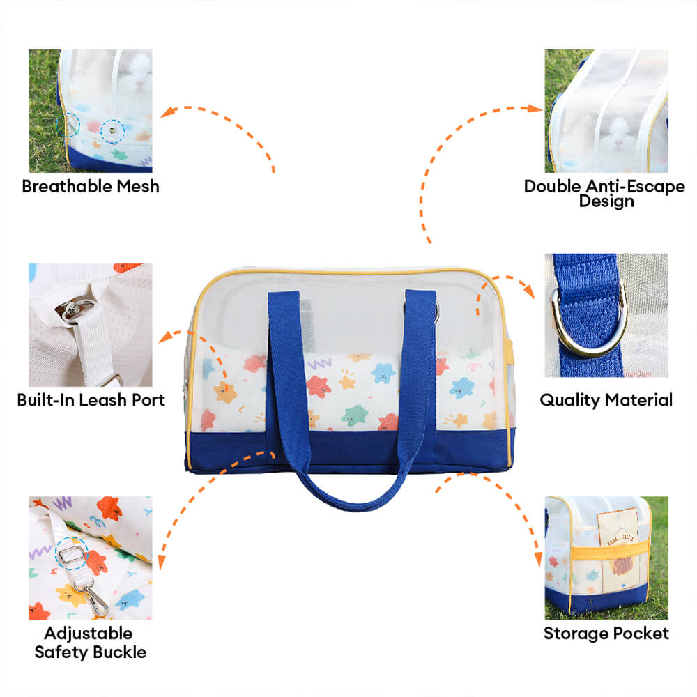 Soft-Sided Breathable Multifunctional Travel Pet Carrier Bag with Bottom Pad