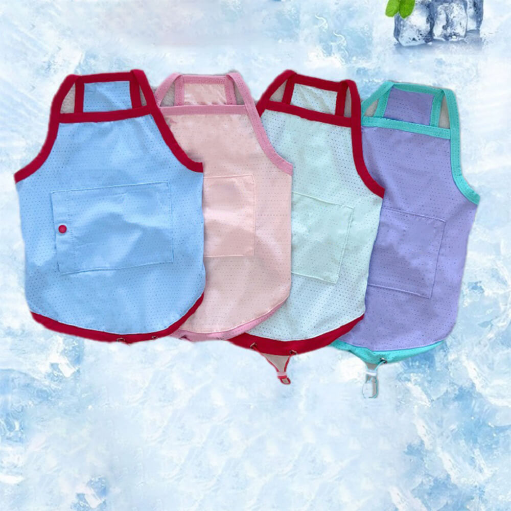 Ropa para perros con contraste de colores a juego, puede poner una bolsa de hielo para enfriar la camiseta sin mangas con protección solar