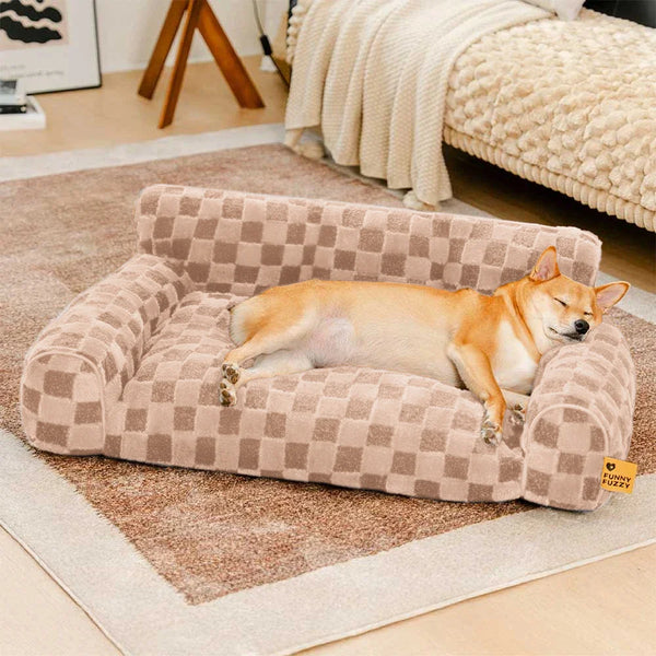 Checkered Fluffy Removable Orthopedic Dog Bolster Bed – CozyNest