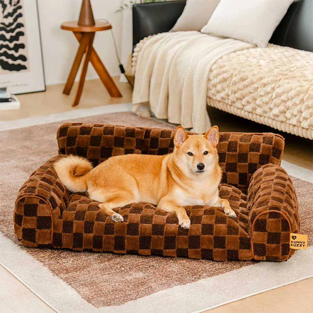 Cama de refugios de perro ortopédico y esponjes removibles a cuadros - Cozynest