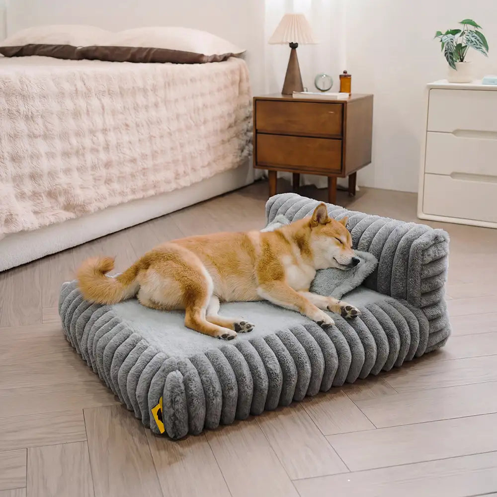 Mini Plush Home-Style Backrest Orthopedic Bed for Small Dogs - TinyNest