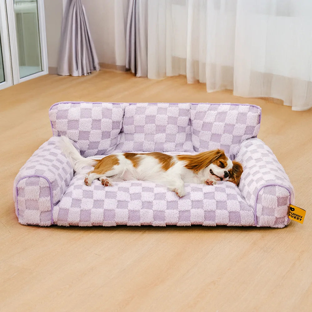Cama de refugios de perro ortopédico y esponjes removibles a cuadros - Cozynest