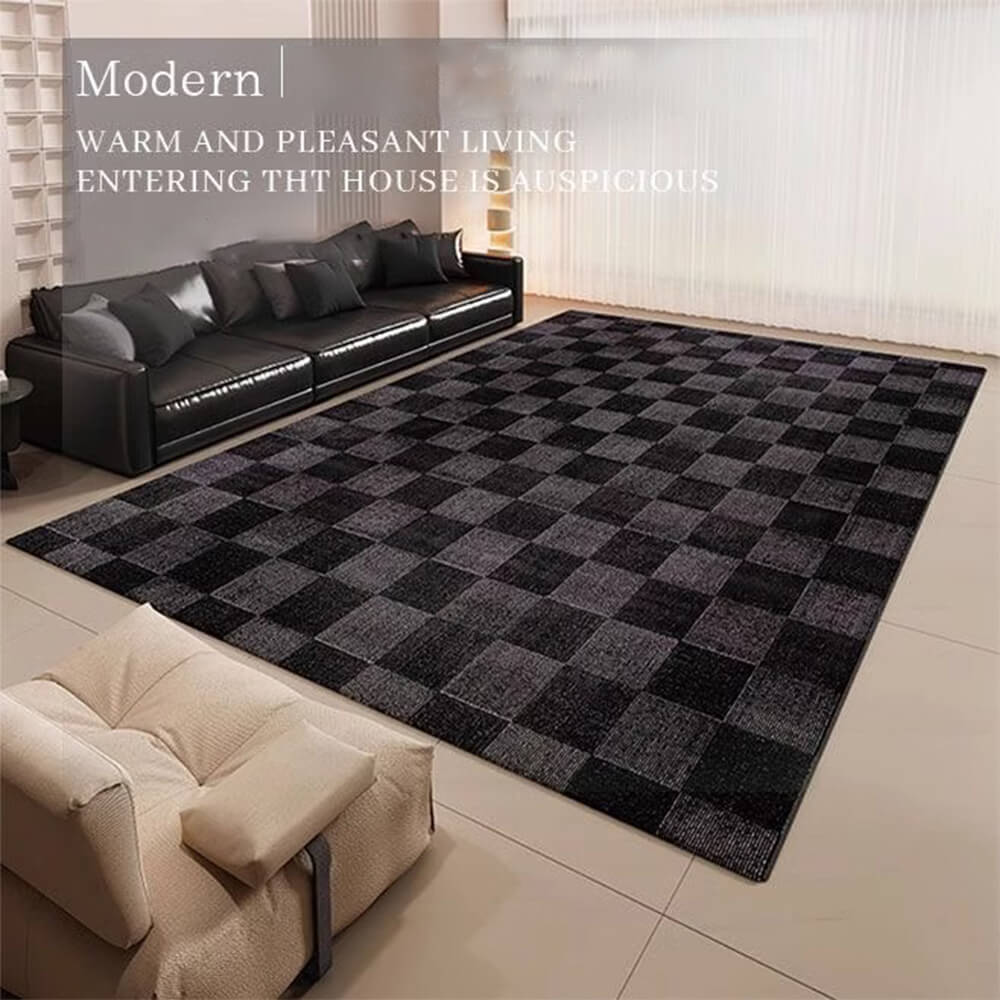 Retro Plaid Crystal Pile Thickened  Non-Slip Soft Carpet