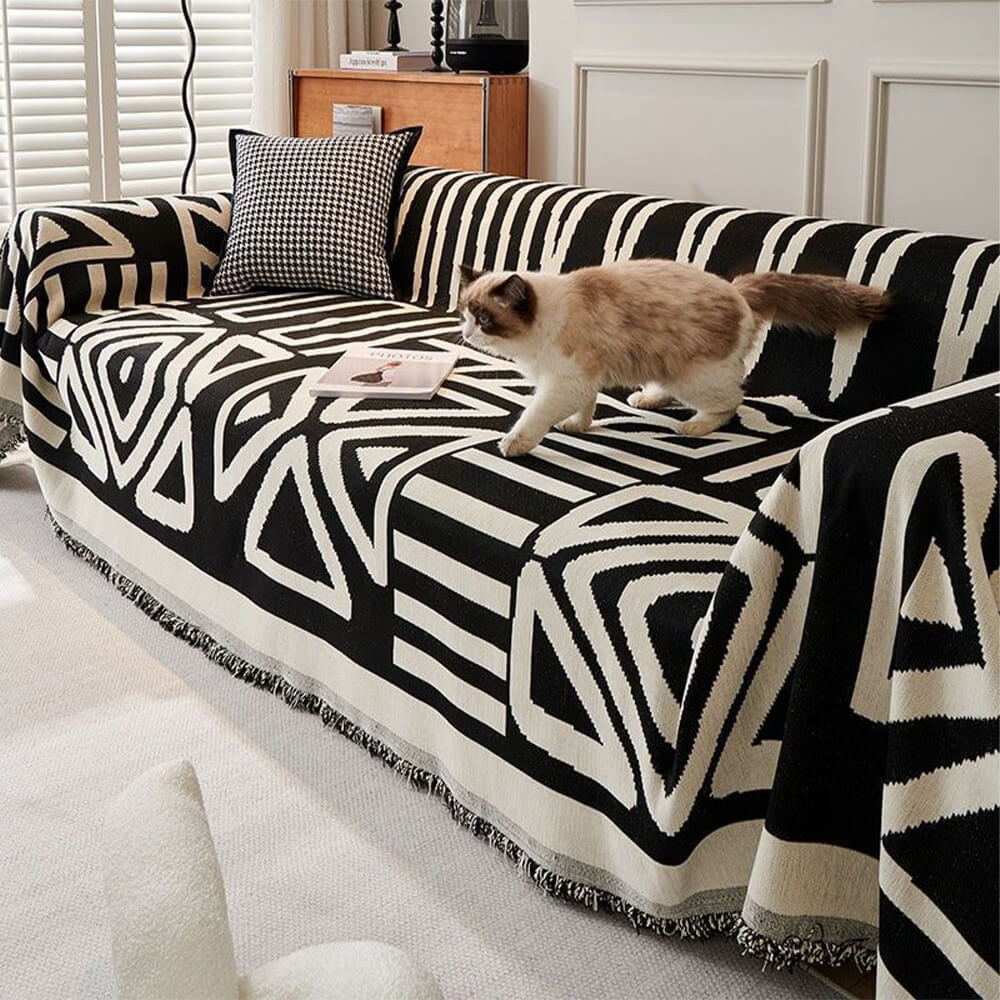 Five-Color Geometric Sofa Cover - Bold Patterns for a Modern Look