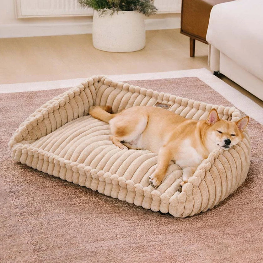 Plush Warmth Removable Orthopedic Wedge Bolster Dog Sofa Bed - CozySlope