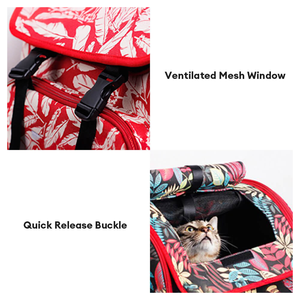 Trendy Hawaiian Print Portable and Comfortable Pet Travel Cat Backpack