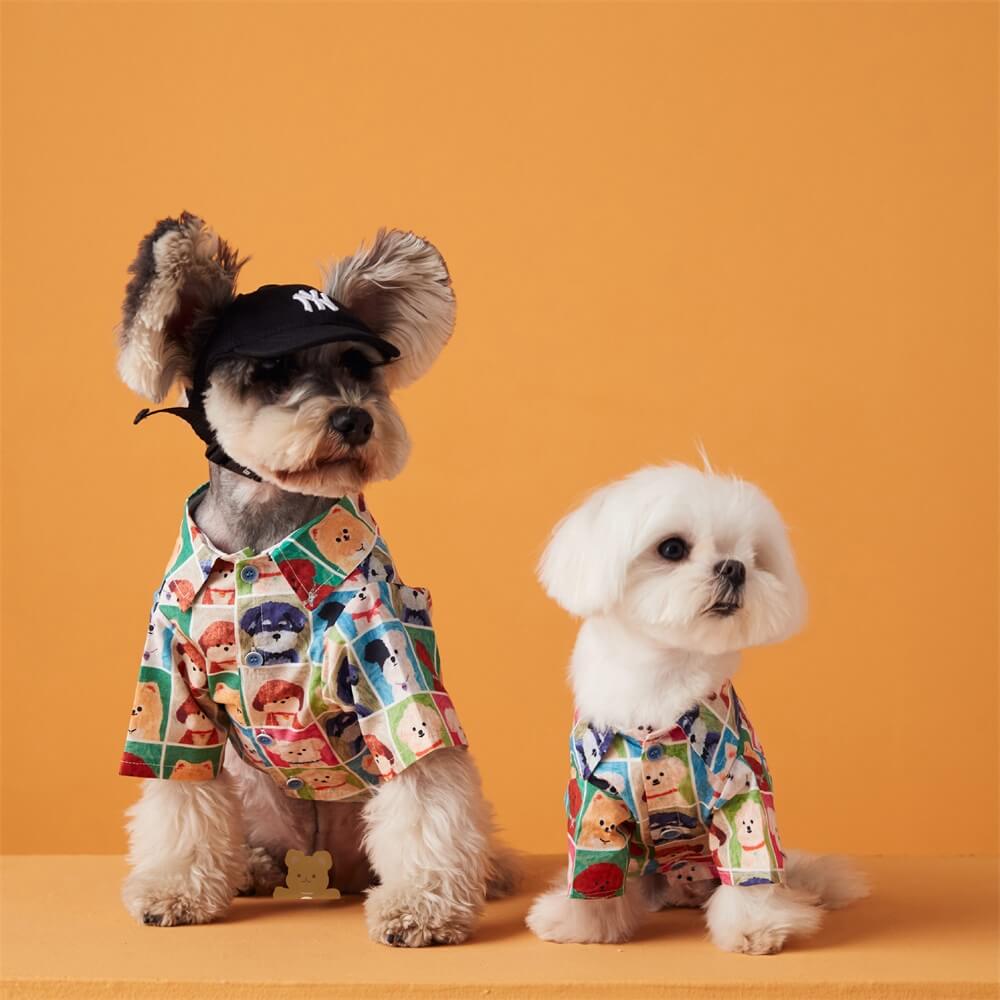 Ropa de cabeza de perro estampada linda de moda de verano para perros para mascotas pequeñas a medianas