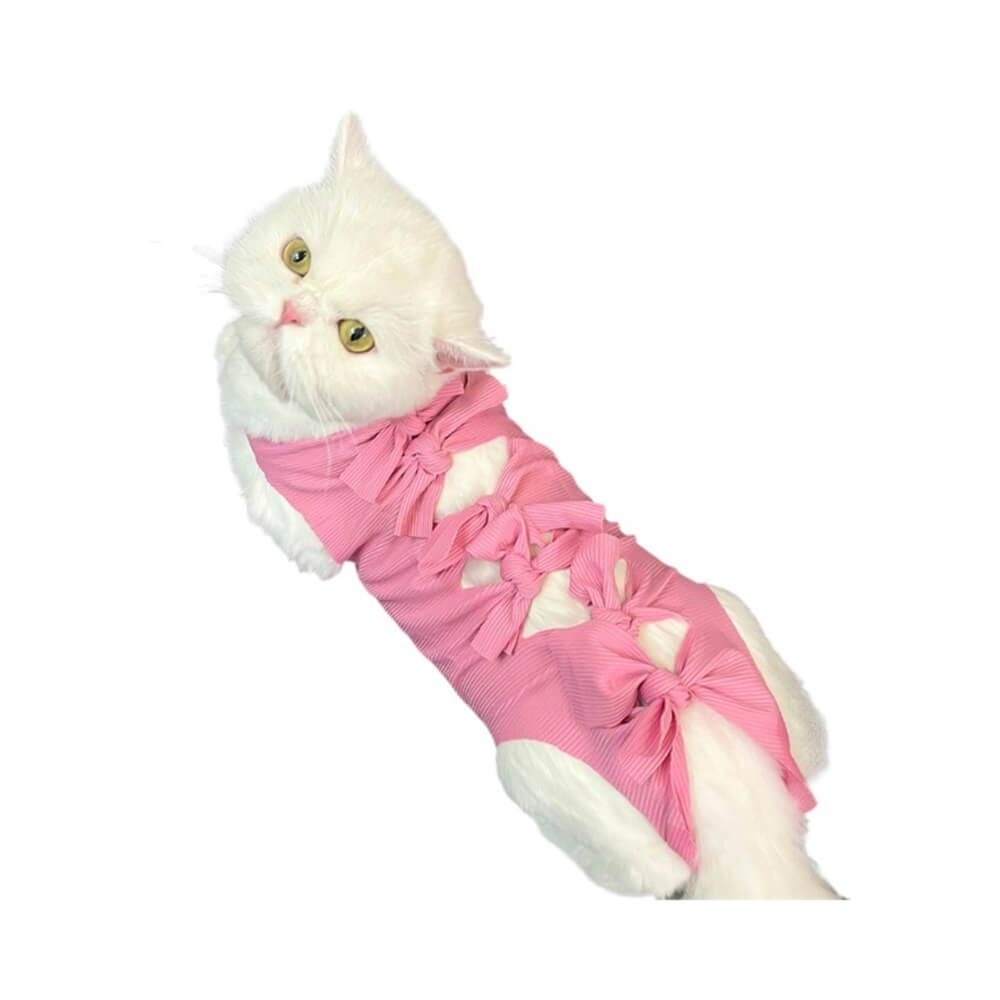 Bowknot Back-Tie Cat Dress - Elegant and Adorable Pet Outfit