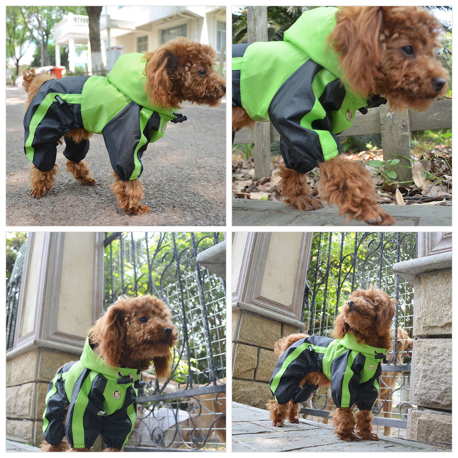 Impermeable de cobertura completa para perros impermeable de tela Oxford con patas y capucha