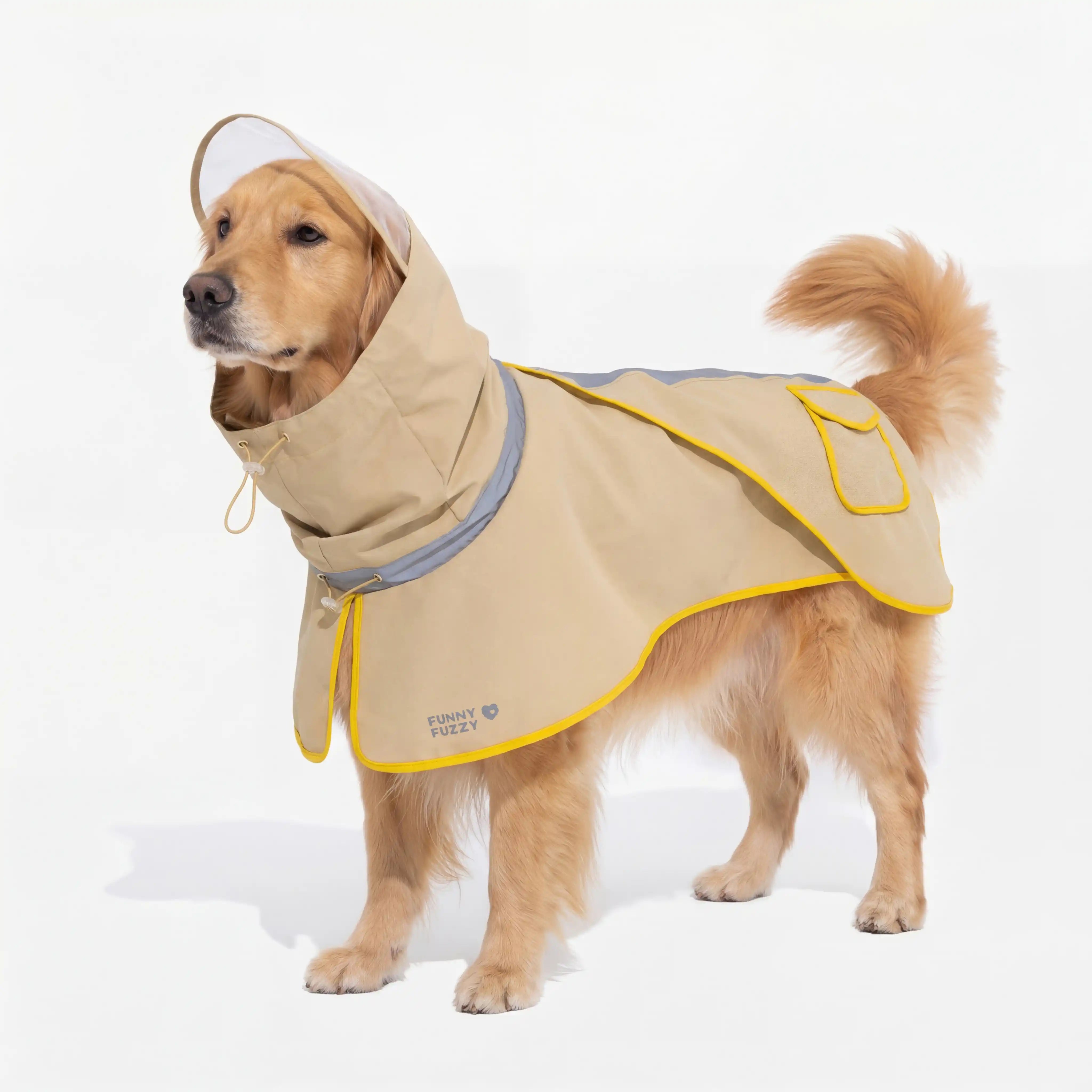 Impermeable reflectante ajustable con perros de bolsillo para perros que coinciden con la estadía del impermeable
