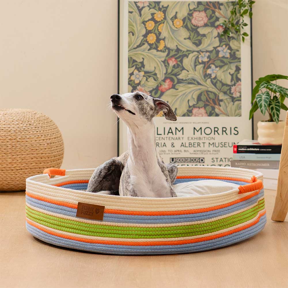 Handcrafted Stripe Calming Pet Bed - Timeless Nest