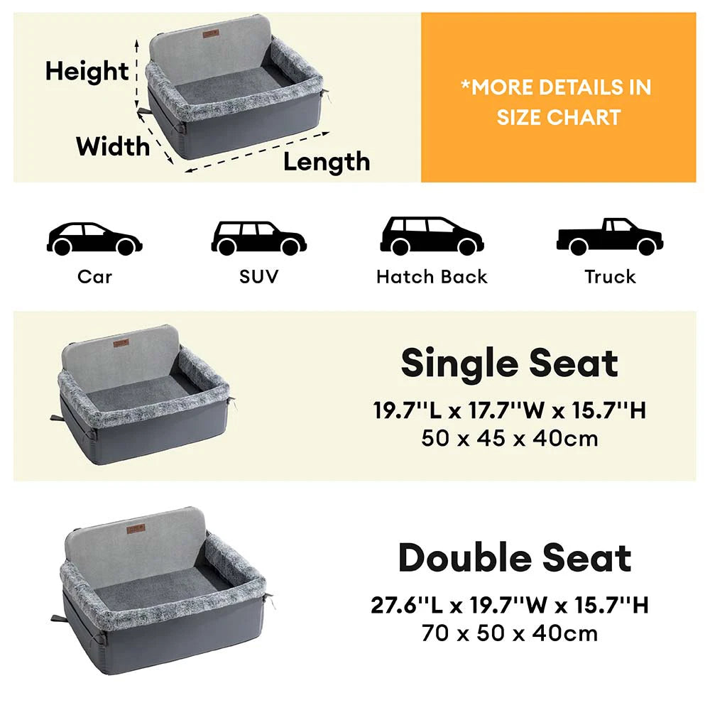Travel Safety All-Season Bolster Dog Car Seat Bed - BaseCamp
