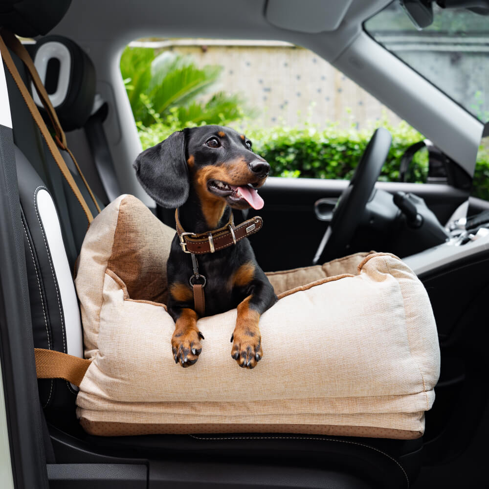Cama para asiento de coche para perros de seguridad impermeable color café claro