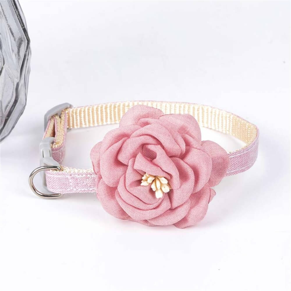 Accesorios para gatos, colgante de Camelia de imitación, collar multicolor