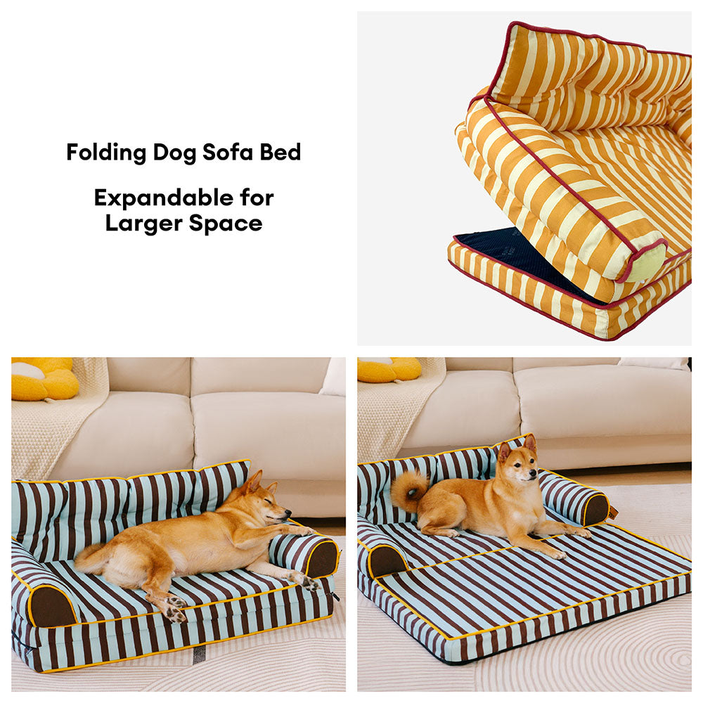 Cama de sofá de perros plegable de perros plegable impermeable de rayas - siesta soleada