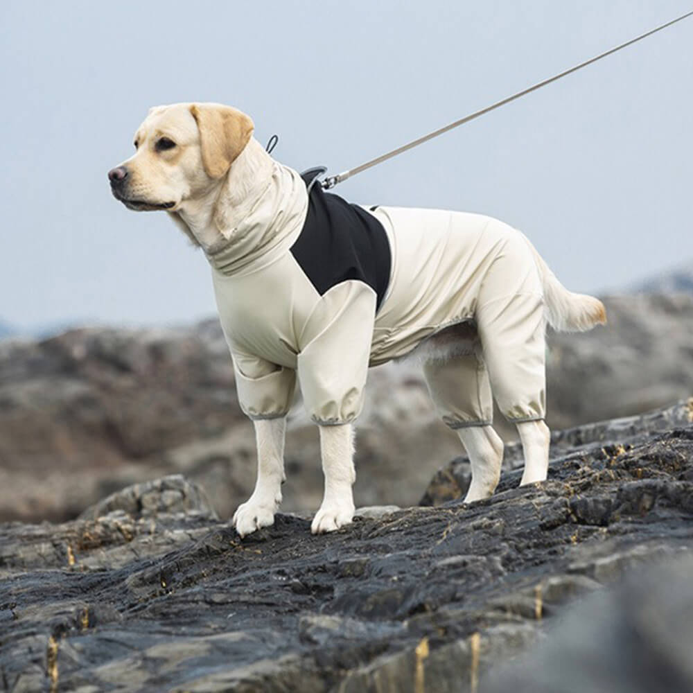 Waterproof Turtleneck Elastic Fit Dog Raincoat With Reflective Strip