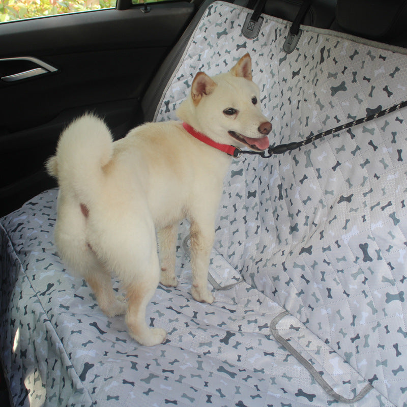 Bone Pattern Oxford Fabric Double Size Dog Car Seat Cover